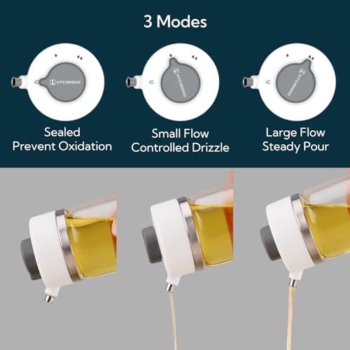 Precision Pour Glass Oil Dispenser with 3 Modes, Drip-free Spout, Two Adjustable Flowing Speed, 12 oz Vinegar Dispenser Bottle for Kitchen, Borosilicate Glass Olive Oil Bottle for Cooking - view 2