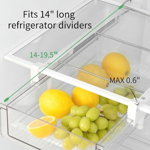 Upgraded Refrigerator Drawers Organizer - Pull Out Fridge Bins with Handle, Extra-Long 19.5" Stretchable and Deep Storage - view 5