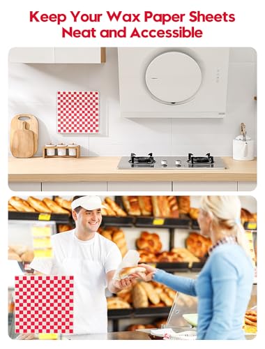 Wall-Mounted Parchment Paper Sheets Holder, Wax Paper & Deli Wraps Organizer for 10×10in/12×12in, Clear Acrylic Dispenser with Screws & Tapes for Kitchen & Bakery, Holds 100–200 Sheets - view 7