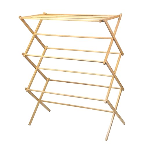 Wooden Clothes Drying Rack for Laundry - Foldable & Pre-Assembled