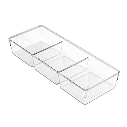 Plastic 3-Section Drawer Organizer for Kitchen, Bathroom, or Office Storage - Clear - view 6