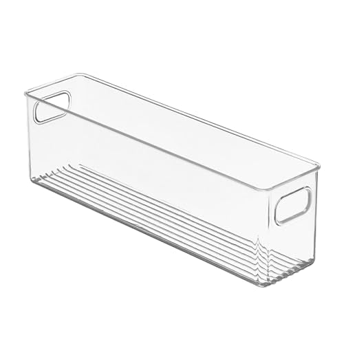 Plastic Kitchen Organizer - Storage Holder Bin with Handles for Pantry, Cupboard, Cabinet, Fridge/Freezer, Shelves, and Counter - Holds Canned Food, Snacks, Drinks, and Sauces - 6 Pack - Clear