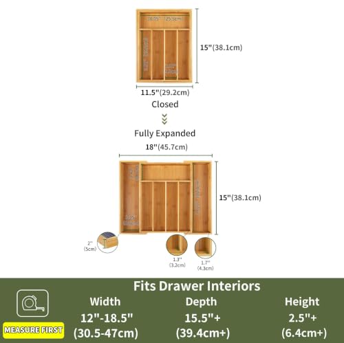 Bamboo Cutlery Silverware Tray, Small Utensils Drawer Organizer - view 3