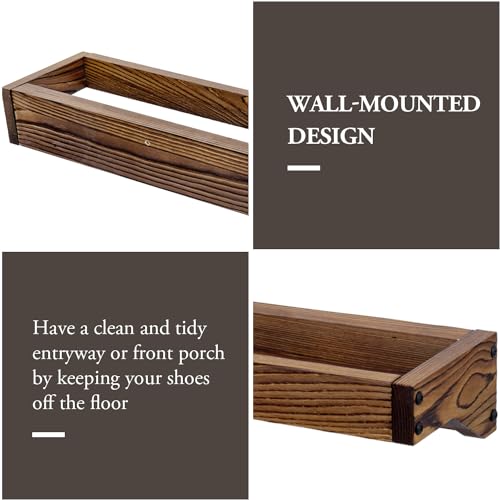30 Inch Rustic Burnt Wood Hanging Shoe Rack Wall Mounted Storage - view 2