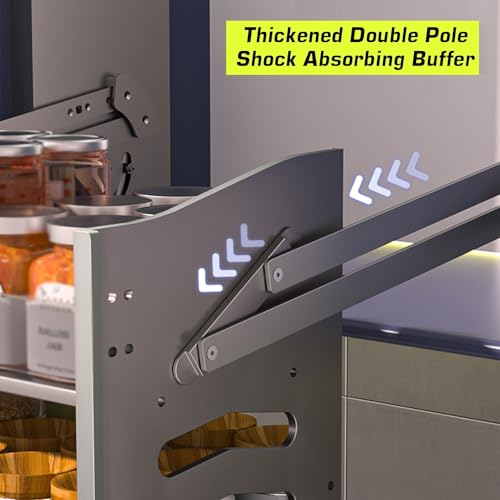 2-Tier Pull Out Kitchen Organizer - Heavy Duty Aluminum Alloy Shelf, 30KG Capacity, Space-Saving Storage Solution for 400mm Cabinets, Easy Access Kitchen Storage System - view 4