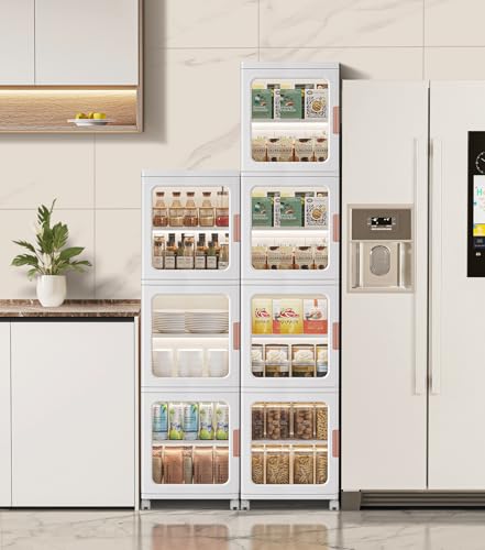 4-Tier Tall Narrow Bathroom Storage Cabinet for Small Space,White - view 5