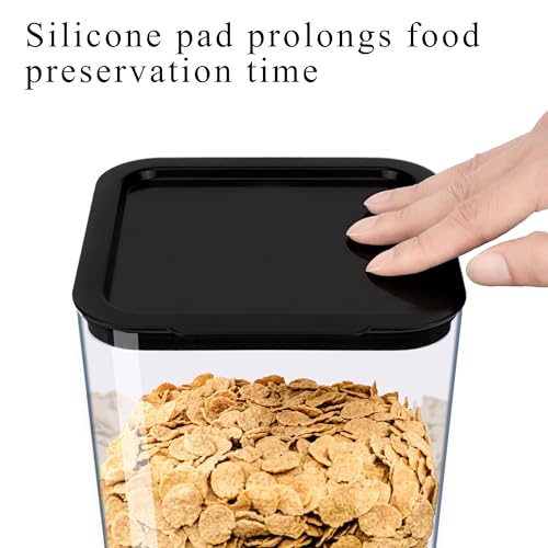 Cereal Dispenser Countertop, 5L Kitchen Organization Cereal Containers Storage, Desktop Candy Dispenser Plastic Cereal Dispenser, Snack Containers Can Hold Granola, Dry Food, Grain (Black, 3Pc) - view 4