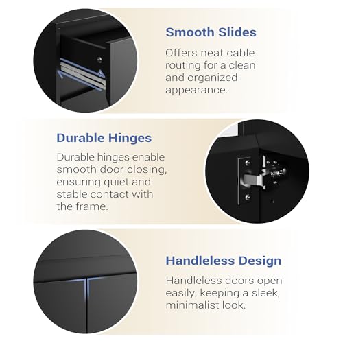 Buffet Storage Cabinet with 2 Doors and Drawer, Black - view 6