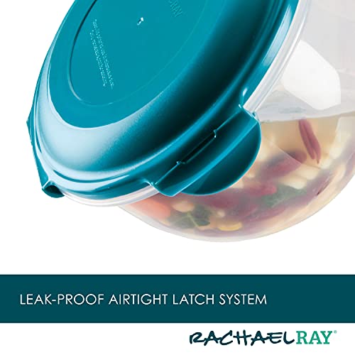 Leak-Proof Nestable Container Food Storage Bin Set, 10-Piece, Clear with Teal Lids - view 6