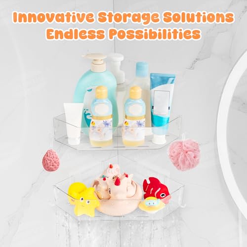 Bath Toy Storage for Baby & Toddler, 2 Pack Clear Adhesive Shower Caddy - view 3
