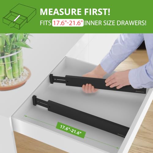 6Pcs Expandable Bamboo Drawer Dividers, Fits 17.6-21.6" Drawers - view 4