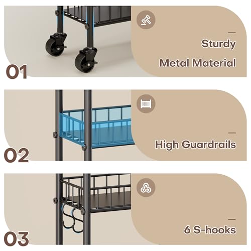 Slim Rolling Storage Cart with Wheels, Metal 6 Tier Spice Rack Mobile Shelving Unit Organizer Kitchen Utility Cart for Office Bathroom Kitchen Laundry Room Narrow Places (6inches) - view 6