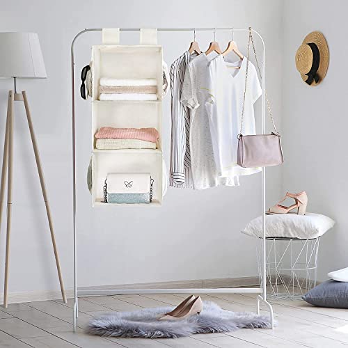 2 Pack 3 Shelf Hanging Closet Organizer with 2 Velcro, Beige - view 6