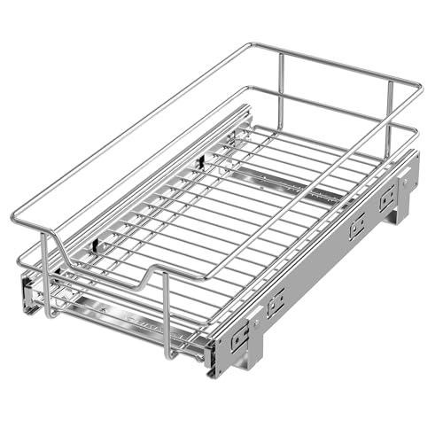 Pull Out Cabinet Organizer 9" W X 17" D, Chromed, Full Slide Out Drawers