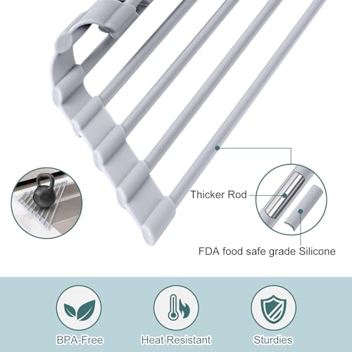 Triangle Roll Up Dish Drying Rack Over The Sink, 2025 Anti-Rust Sink Drying Rack with Full Silicone Wrapped for Top of Corner, Anti-Slip Organizer for Kitchen - view 4