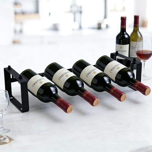 Premium Wine Rack for Countertop – Stackable Freestanding Wine Bottle Organizer for Kitchen, Pantry, Bar Cabinet & Small Spaces – Compact Metal Shelf & Modular Storage Stand (1-Tier)