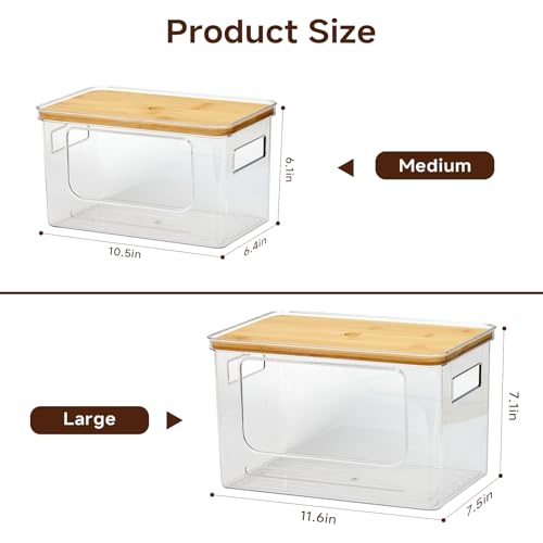 2-Pack Trash Bag Holder,Trash Bag Dispenser with Bamboo Lid, Stackable Acrylic Garbage Bag Dispenser for Under Sink Use in Kitchen, Laundry Room, and Pantry, Large Capacity Garbage Bag Holder - view 3