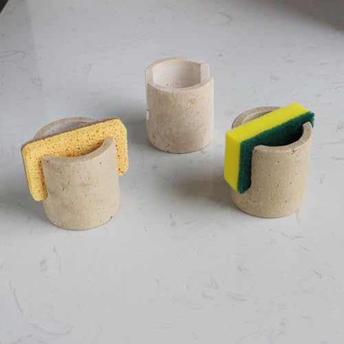 Natural Travertine Marble Sponge Holder for Kitchen Sink, Drying Rack, Compact Sink Caddy Organizer - Beige Travertine - view 4