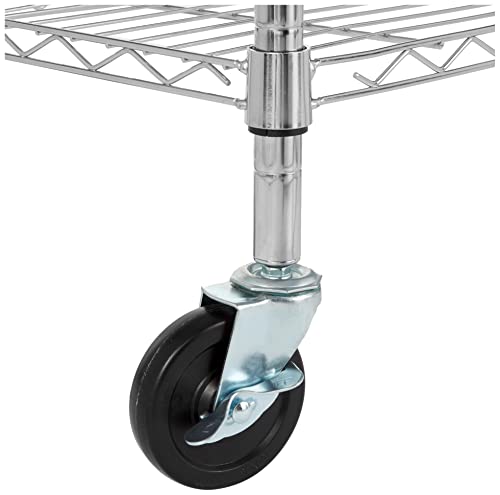 5-Shelf Adjustable, Heavy Duty Storage Shelving Unit on 4" Wheel Casters, Easy to Move Portable Wire Shelving, No Tools Needed for Easy Assembly, 30" x 14" x 64.8", Chrome - view 4