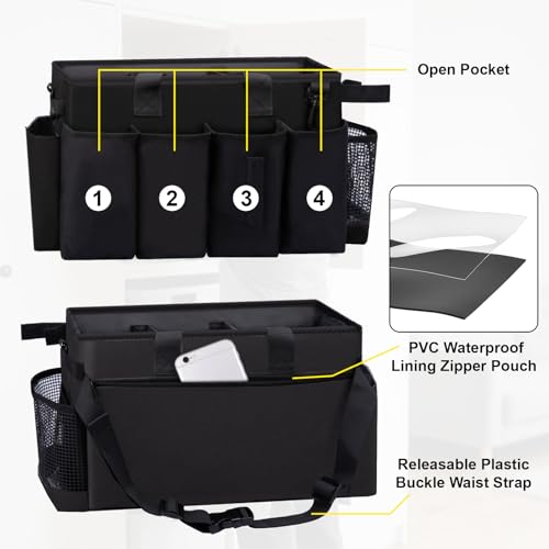 Wearable Large Cleaning Caddy Bag for Housekeepers (Black) - view 3