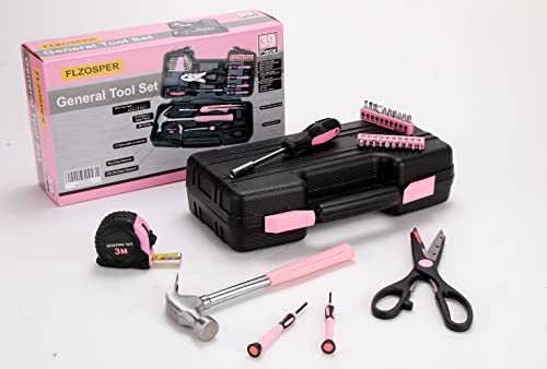 39-Piece General Tool Set-Essential Household Hand Tool Kit with Portable Toolbox Storage Case（Pink） - view 7