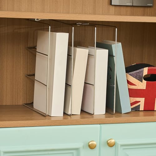 U Shaped Cookie Sheet Organizer for Cabinet Baking Sheet Organizer Kitchen Cabinet Dividers Vertical Chrome Pan Rack Storage Wires Tray Dividers Face Opening of 3.5"(Silver,2 Pcs) - view 5