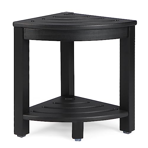 HDPE Corner Shower Stool,Shower Bench Seat with Storage Shelf for Shaving Legs Plastic Spa Bath Step Foot Rest for Bathroom Small Place (Black)