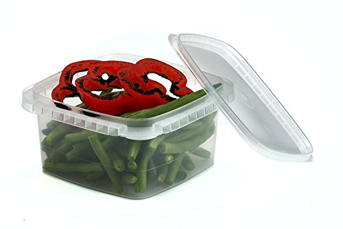 32 oz. Square Clear Deli Food Storage Containers With Lids Airtight Tamper evident system easy stackable saver shape Restaurant Take Out/Freezer microwave and dishwasher safe - 25 sets - view 4