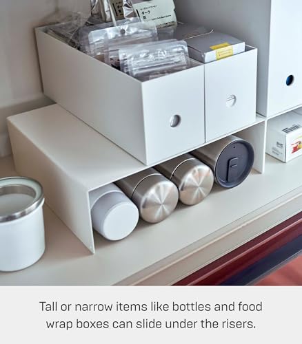 YAMAZAKI Home Tower Steel Under Cabinet Bottom Shelf Storage Organizer, Set of 2 Dish Riser for Under Sink Or Kitchen Pantry Or Counter - Steel - view 4