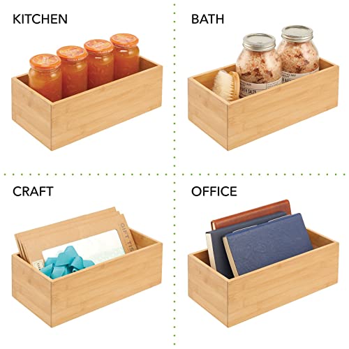 Bamboo Wood Organizer Storage Bin Box for Kitchen, Pantry, and Drawer Organization; Holder for Snacks, Juice Boxes, Utensils, Tea, Coffee - Echo Collection - 2 Pack - Natural - view 6