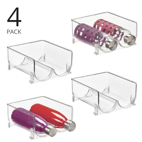 Plastic Stackable 2 Bottle Storage Holder Rack Organizer for Home, Kitchen Countertop, Cabinet, and Pantry - Holds Water Bottles, Perfect for Tumbler Cup - 4 Pack - Clear - view 2