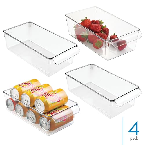 Fridge Storage Bin with Handle, Set of 4, Clear - view 2
