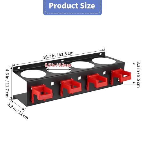 Spray Bottle Holder Wall Mount, Detailing Bottle Organizer, Spray Bottle Rack with 4 Holes and 4 Hooks - view 2