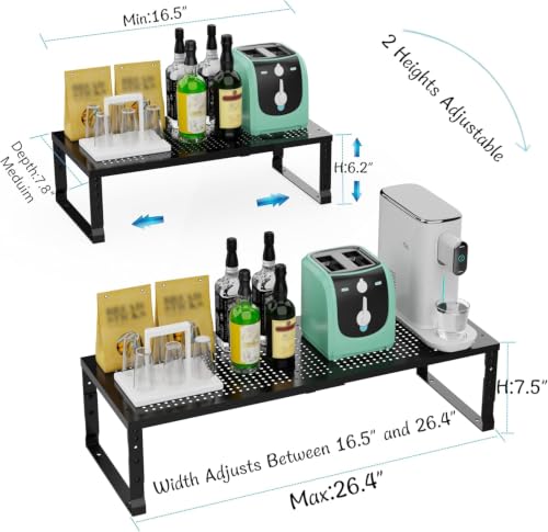 Expandable Spice Rack & Kitchen Cabinet Organizer - Stackable, Adjustable Shelves for Cabinets, Countertops, Cupboards & Pantries(1 Pack/Medium/Black) - view 3
