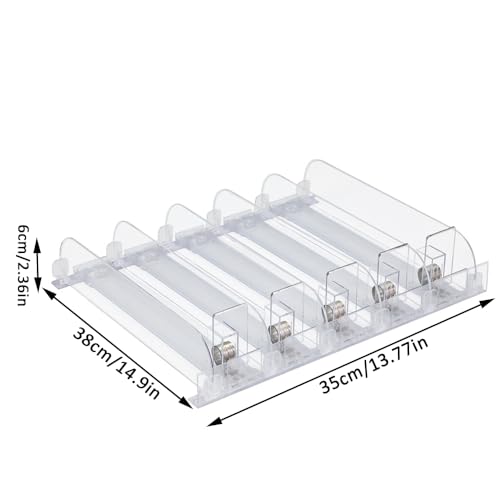 Refrigerator Soda Can Organizer with Automatic Pusher – Clear Drink Dispenser for Fridge, Adjustable Dividers, Holds 12–15 Cans – Beverage Pusher Tray for Pantry, Cabinet & Fridge Shelf Storage - view 2