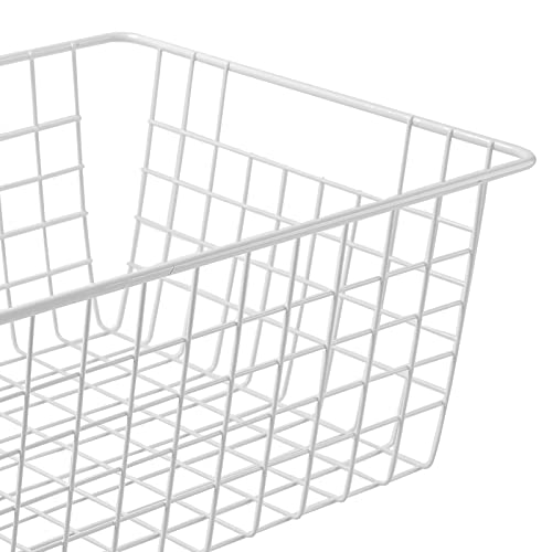 14" Upright Freezer Storage Baskets, White Wire Storage Bins Large Bakset for Freezer, Pantry, Bathroom Organizing, Set of 4 - view 7