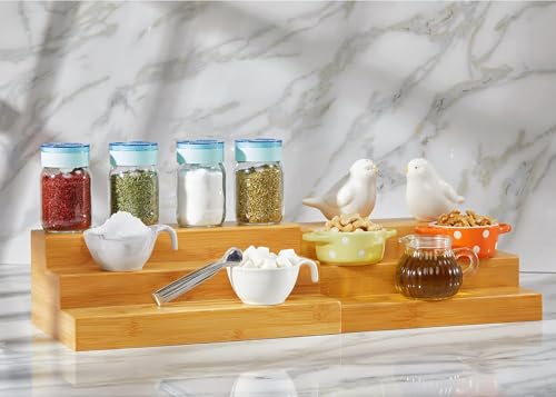 Bamboo Expandable Spice Rack Organizer, 3-Tier Adjustable, Pack of 2 - view 6