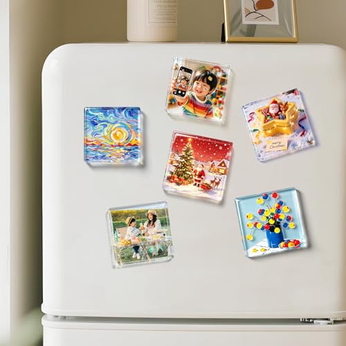30 PCS DIY Acrylic Fridge Magnets Set, 2"x2"x0.16" Clear Refrigerator Magnet Kit with Self-Adhesive Backing, 3D Decorative Craft Kit for Photos, Artworks, Home Decor & Office Organization - view 7