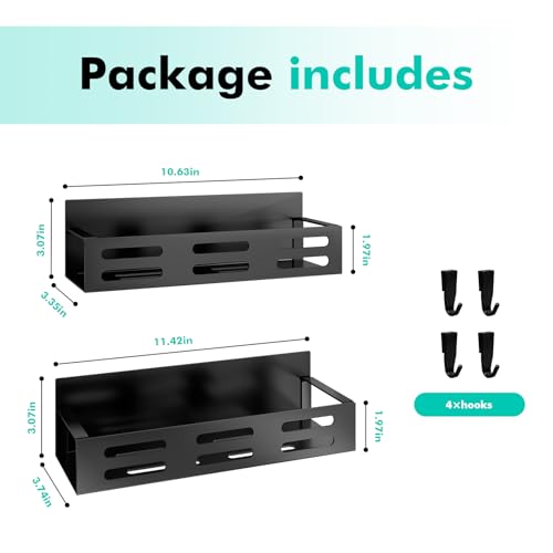 2 Pack Magnetic Spice Rack for Refrigerator, Black Magnetic Shelf and Fridge Kitchen Cabinet Organizers Storage Seasoning Organization Mini Shelves, Organizadores de Cocina - view 2