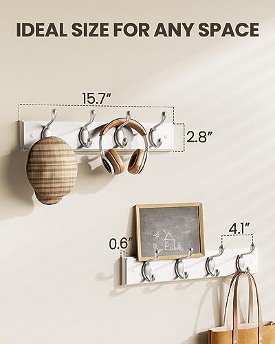 Amada Coat Rack Wall Mount 2 Pack, Coat Hangers with 8 Hooks, White - view 4