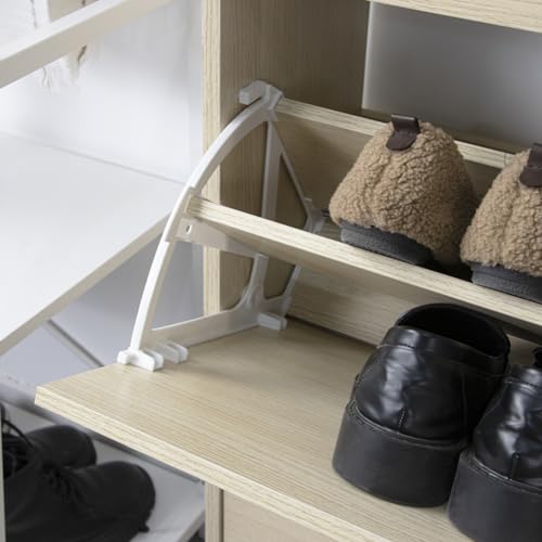 Shoe Rack in MDF Wood with 3 Doors Flip Shoe Storage Handles Double Depth Compact Size Slim 63 x 24 x 115 cm Space-Saving Home Entrance (Elm) - view 6