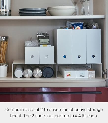 YAMAZAKI Home Tower Steel Under Cabinet Bottom Shelf Storage Organizer, Set of 2 Dish Riser for Under Sink Or Kitchen Pantry Or Counter - Steel - view 6