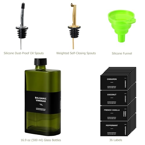 Dark Green Glass Olive Oil Dispenser for Kitchen 17 oz,UV Protected Jar - view 3
