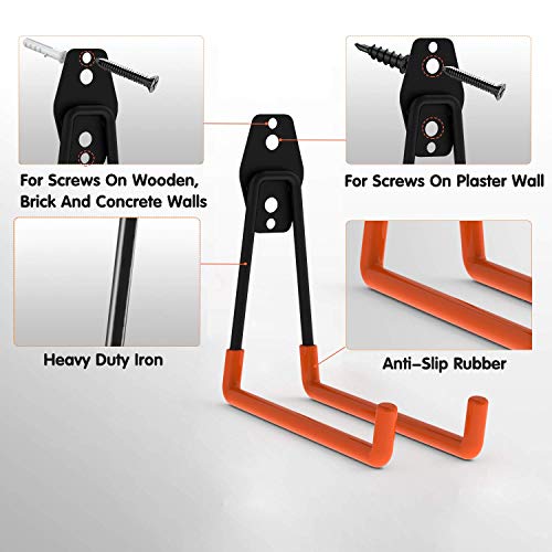 12pack Steel Garage Storage Utility Double Hooks Organizer Heavy Duty Wall Mount Tool Holder for Organizing Power Tools Ladders Bulk Items - view 3