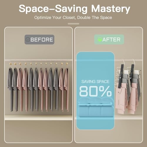 6 Pack Pants Hangers Space Saving,Closet Hanger Space Saver,Black - view 2