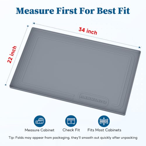 Waterproof Under Sink Mat 34"x22", Silicone Mat, Dark Gray - view 2