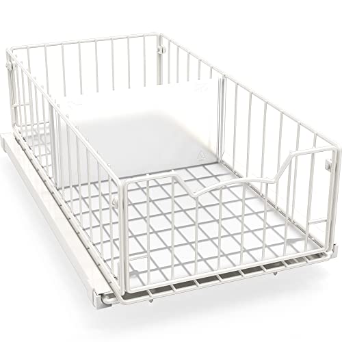 Pull-Out Cabinet Sliding Basket, 17.2Dx9.7Wx5H, White
