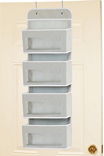 4 Clear Window Pocket Over Door Hanging Organizer, Gray - view 7