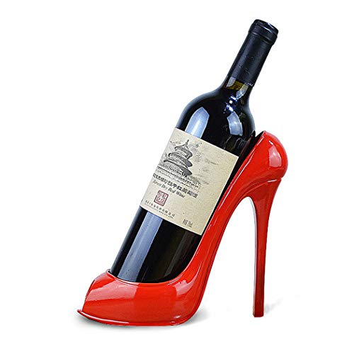 High Heel Wine Bottle Holder Countertop Storage Stand for Wedding Party Home Decor (Red High Heel)