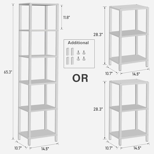 Bookshelf, 6-Tier Tall Narrow Book Shelf for Small Space - view 2
